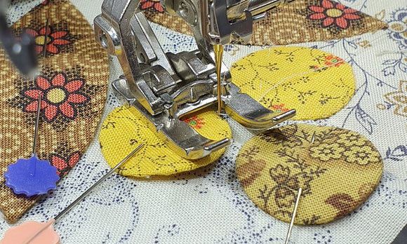 Stitching around applique circles