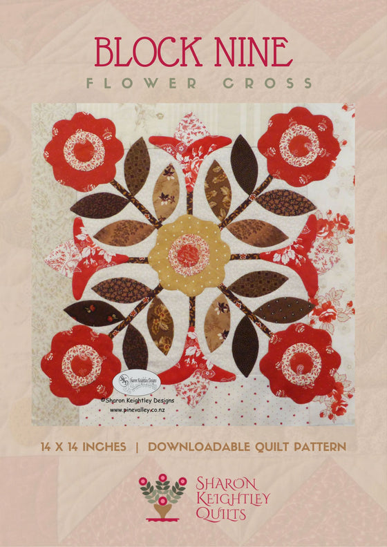 Winterwood Quilt Pattern BOM | Flower Cross | Block Nine - Pine Valley Quilts