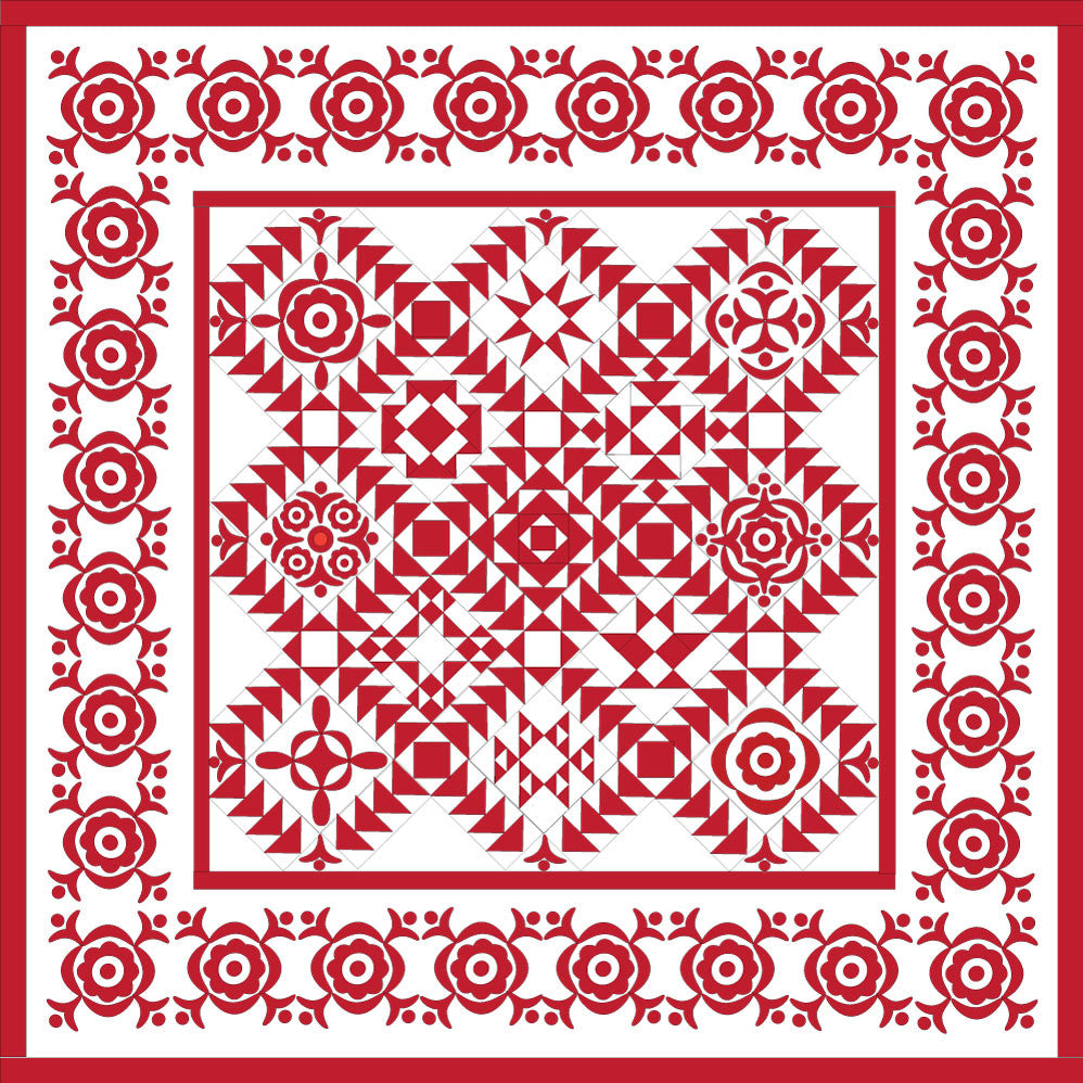 Simply Red Quilt Pattern BOM  Block Thirteen - Pine Valley Quilts