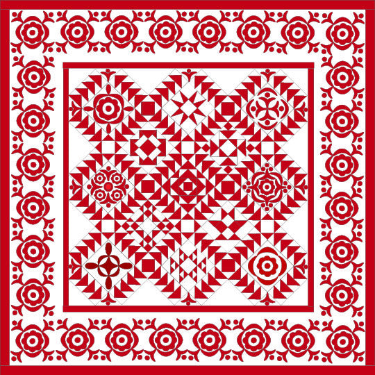 Simply Red Quilt Pattern BOM Block Twelve - Pine Valley Quilts